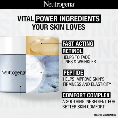 Neutrogena Visible Repair Regenerating Cream with Retinol + Peptide For Anti-Ageing, Wrinkles & Fine Lines - 50 gm