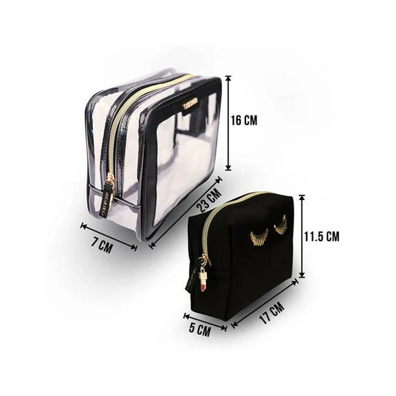 Colorbar Pouch Lips & Lashes Box Pouch (Set Of Two) - Black - Combo