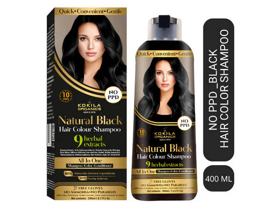 Kokila Organics NO PPD Shampoo Hair Colour - Black - 400 ml