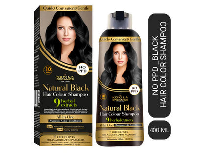 Kokila Organics NO PPD Shampoo Hair Colour - Black - 400 ml