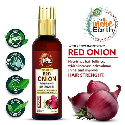 The Indie Earth Advanced 3% Redensyl Red Onion Anti Hair Loss & Hair Growth Oil - 100 ml