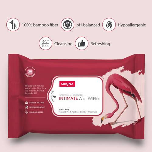 Sirona pH Balanced Bamboo Intimate Wet Wipes - 30 Wipes