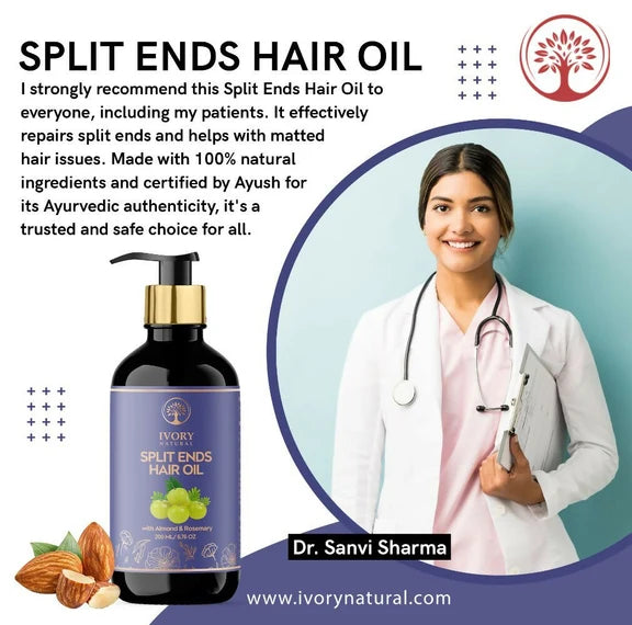 Ivory Natural Splits Ends Repair Hair Oil - Natural Hair Therapy For Split Ends And Hair Wellness - 200 ml