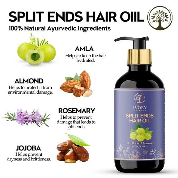 Ivory Natural Splits Ends Repair Hair Oil - Natural Hair Therapy For Split Ends And Hair Wellness - 200 ml