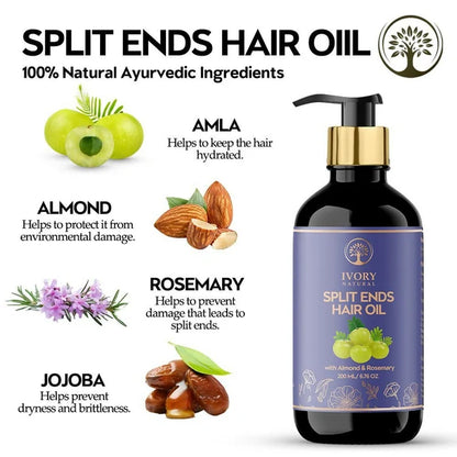 Ivory Natural Splits Ends Repair Hair Oil - Natural Hair Therapy For Split Ends And Hair Wellness - 200 ml