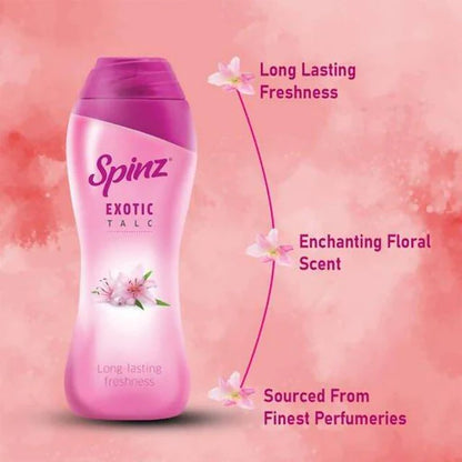 Spinz Exotic Body Talc - Long-Lasting Freshness - 400 gm