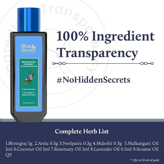 Blue Nectar Briganantadi Rosemary Hair Nourishment Oil - 100 ml