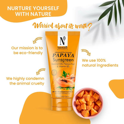 NutriGlow NATURAL'S Advanced Pro Formula Papaya Sunscreen SPF 50 PA+++ - 100 gm