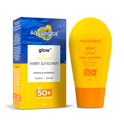 Aqualogica Glow+ Infused Tinted Sunscreen With Papaya & Vitamin C, Protection Against Uva/B, For Glowing & Sun-Safe Skin - 50 gm