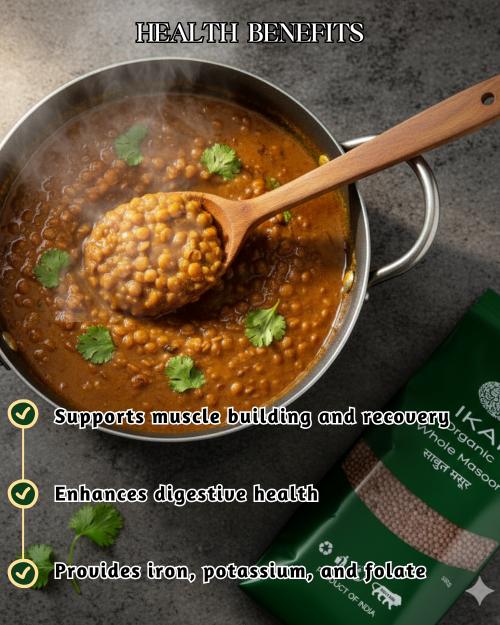 IKAI Organic Whole Masoor (Unpolished Red Lentil) - 500 gm