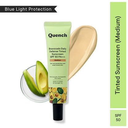 Quench Vitamin E Tinted SPF 50 Sunscreen PA+++ with both Mineral & Chemical Actives (Medium) - 50 ml