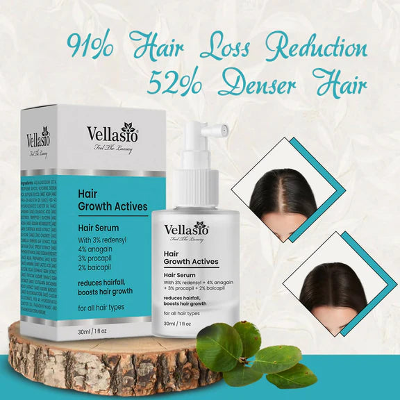 Vellasio Hair Growth Serum Actives - 3% Redensyl, 4% Anagain, 3% Procaoil, 2% Baicapil - 30 ml