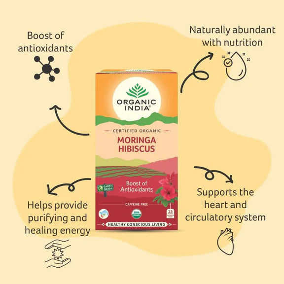 Organic India Moringa Hibiscus Tea Bags - 25 Tea Bags