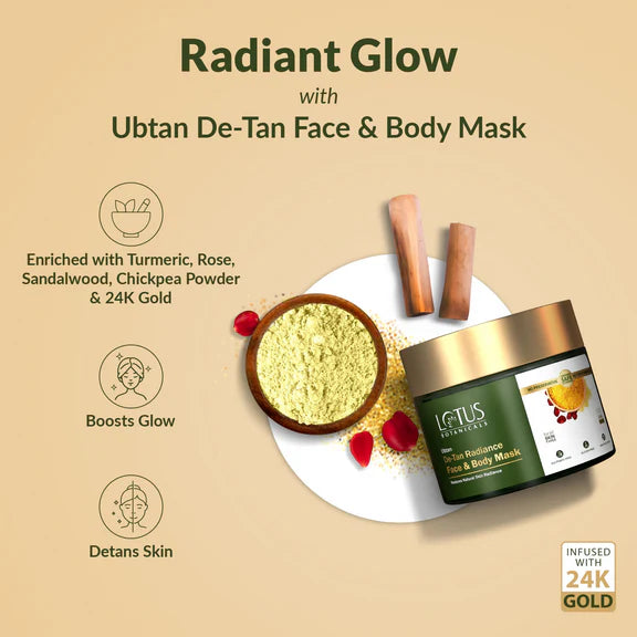 Lotus Botanicals Ubtan De-Tan Radiance Face & Body Mask - 140 gm