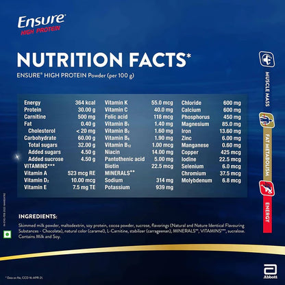 Ensure High Protein Drink for Physically Active Adults - Chocolate - 400 gm