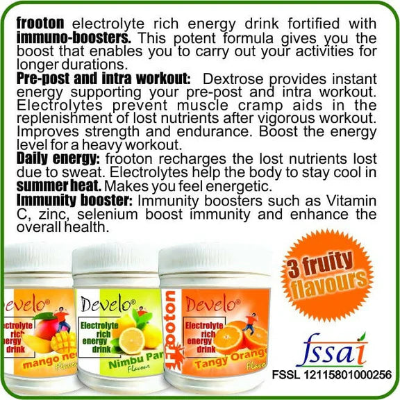 Develo Electrolyte Rich Energy Drink - Nimbu Pani Flavour - 750 gm