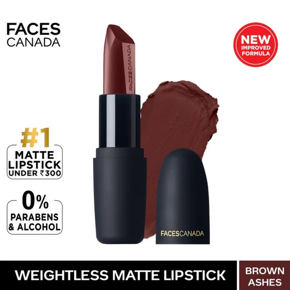 Faces Canada Weightless Matte Finish Lipstick - Brown Ashes 25 - 4 gm