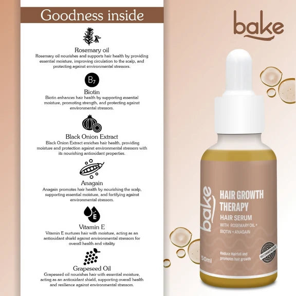 Bake Pure Rosemary Oil Hair Serum with Anagain & Biotin - 50 ml