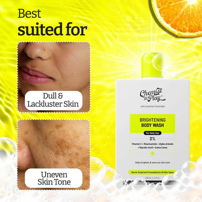 Chemist At Play Brightening Body Wash for Reduces Fades Dark Spots, Evens out Skin Tone Vitamin C with Camu Camu