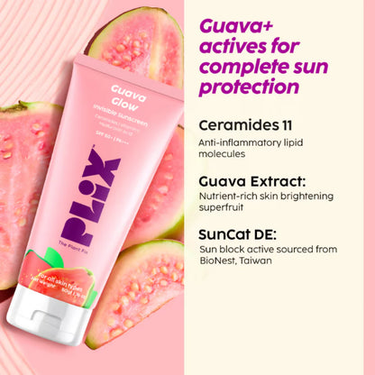 PLIX The Plant Fix Guava Glow Regime With Cleanser With 10% Vitamin C Serum & Invisible Sunscreen - combo