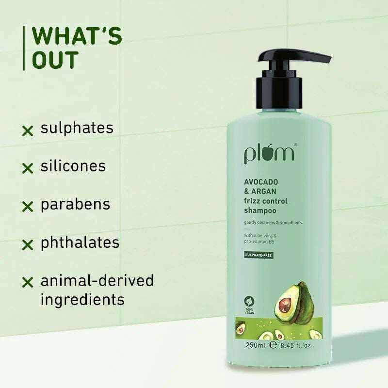 Plum Avocado & Argan Oil Sulphate-Free Shampoo For Frizzy Hair - 250 ml
