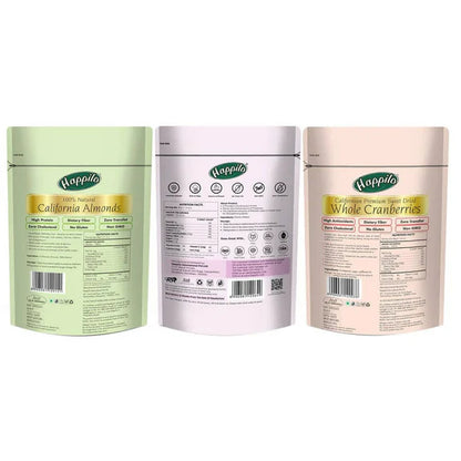 Happilo Premium Dry Fruits Combo (Californian Almonds, Prunes, Cranberries) - Combo