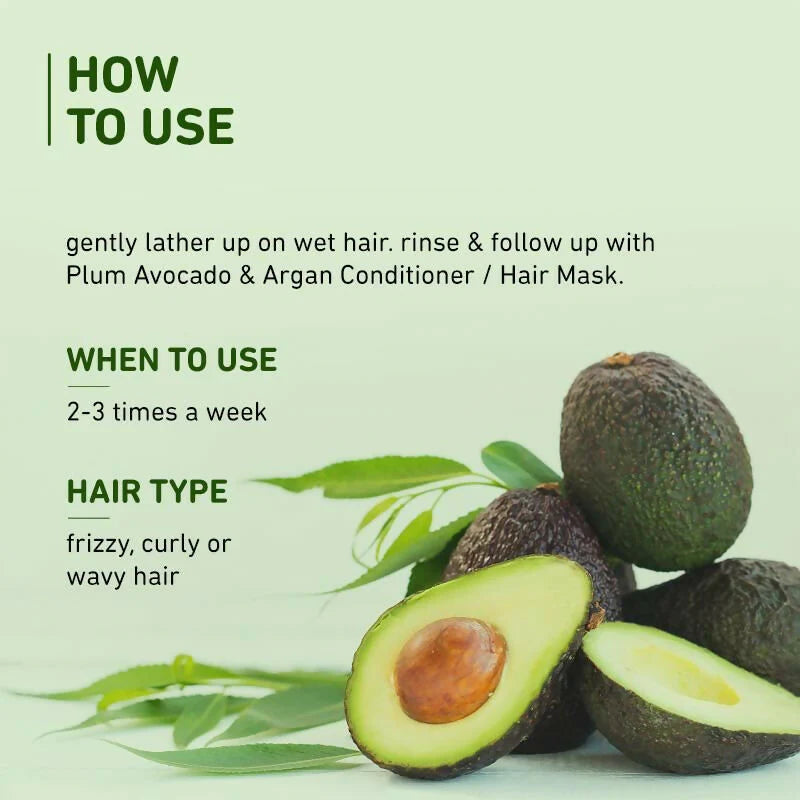 Plum Avocado & Argan Oil Sulphate-Free Shampoo For Frizzy Hair - 250 ml