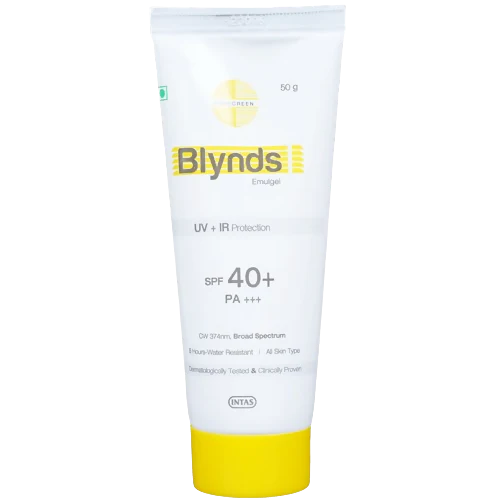 Intas Blynds Emulgel Sunscreen with UV+IR Protection SPF 40+ PA+++ & Water-Resistant - 50 gm