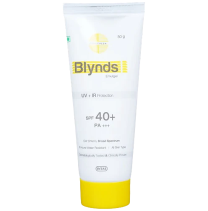 Intas Blynds Emulgel Sunscreen with UV+IR Protection SPF 40+ PA+++ & Water-Resistant - 50 gm