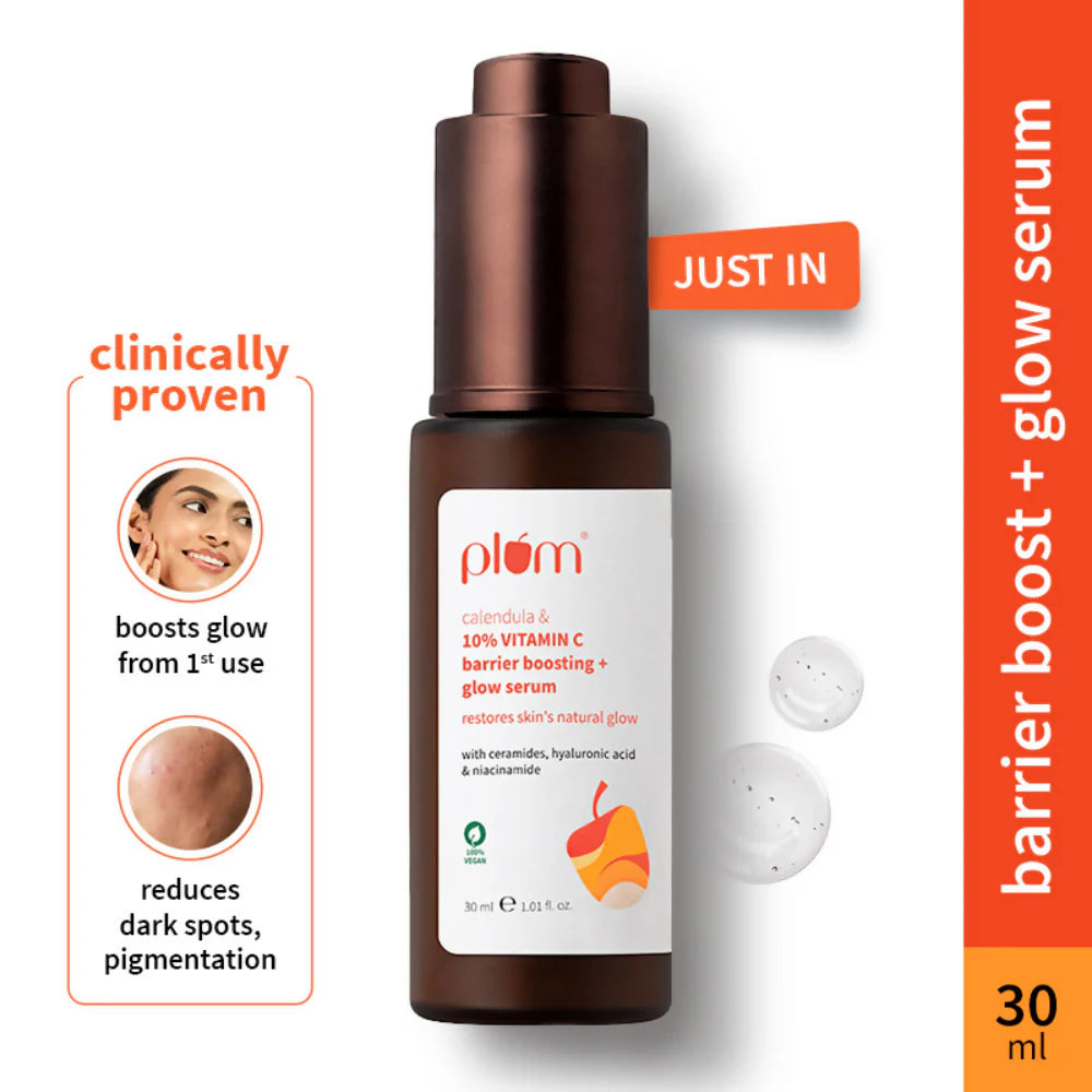 Plum 10% Vitamin C Barrier Boosting + Glow Serum with Calendula For Glowing Skin - 30 ml