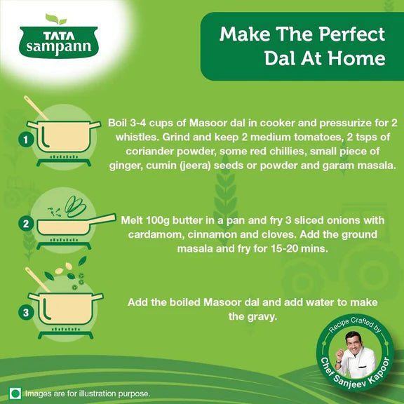 Tata Sampann Unpolished Masoor Dal Whole - 1 kg