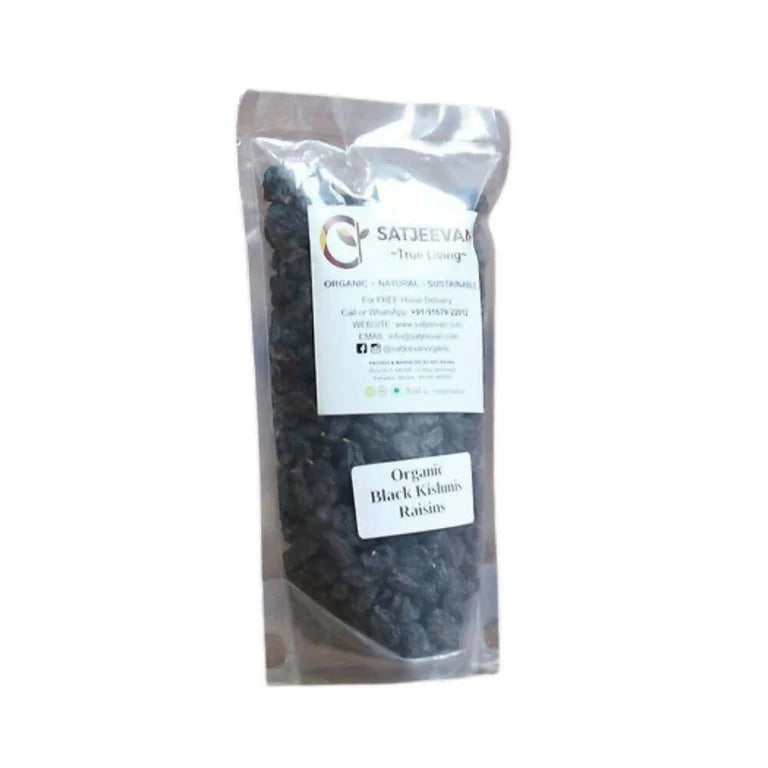 Satjeevan Organic Black Kishmis Raisins - 200 gm