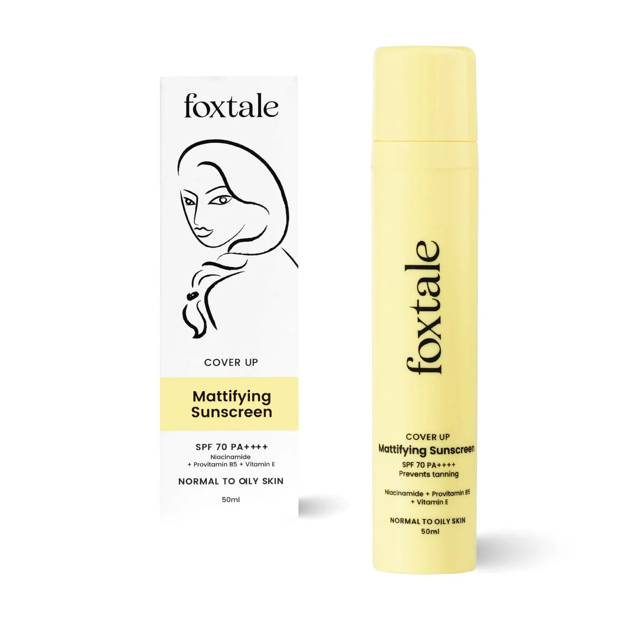 Foxtale Niacinamide Mattifying Sunscreen SPF 70+ PA++++ - Prevents Tanning, UVA/UVB Protection