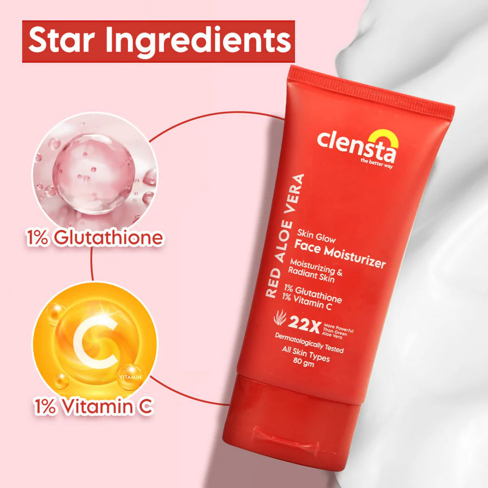 Clensta Red Aloe Vera Skin Glow Face Moisturizer - 80 gm