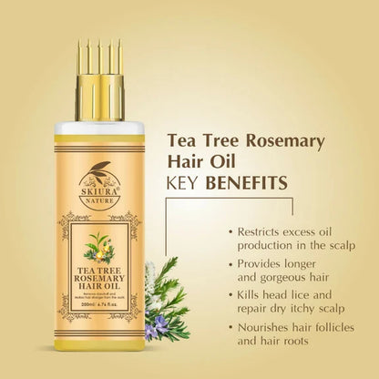 Skiura Nature Tea Tree Rosemary Hair Oil For Strong Healthy Hair And Dandruff Free - 200 ml