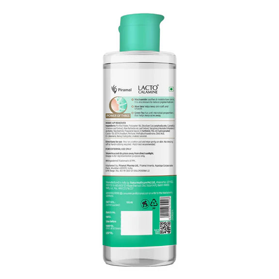 Lacto Calamine Micellar Cleansing Water,Removes Makeup & Clears Skin - 100 ml