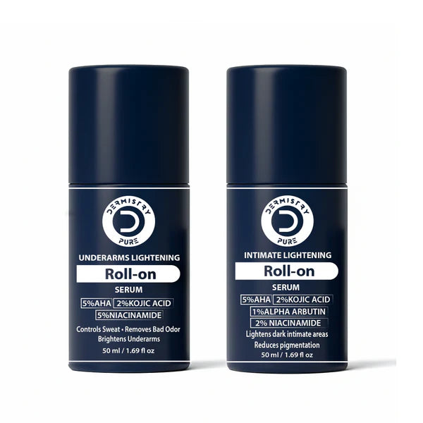 Dermistry Intimate Lightening Brightening & Underarm Deodorant Roll On Serum For Dark Spots Pigmentation - combo
