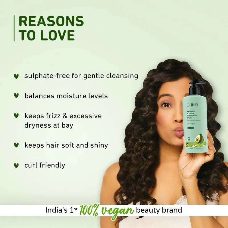 Plum Avocado & Argan Oil Sulphate-Free Shampoo For Frizzy Hair - 250 ml