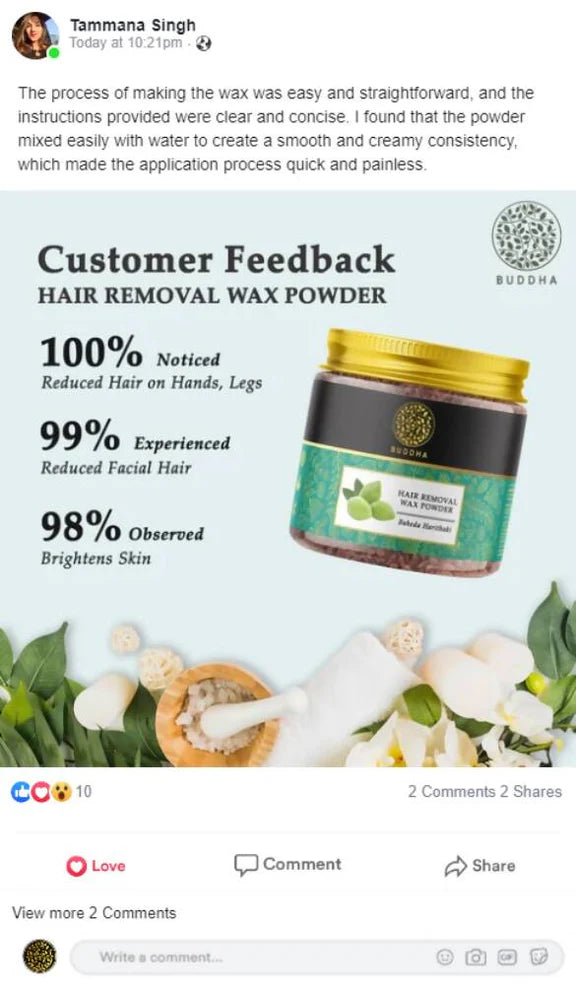 Buddha Natural Wax Powder Natural Instant Painless Hair Removal - 100 gm