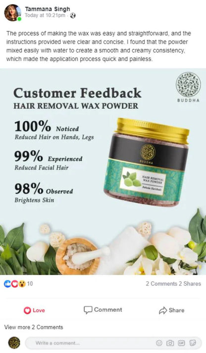 Buddha Natural Wax Powder Natural Instant Painless Hair Removal - 100 gm