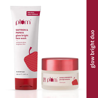 Plum Saffron & Papaya Glow Bright Gel Face Wash and Moisturizer Combo - combo
