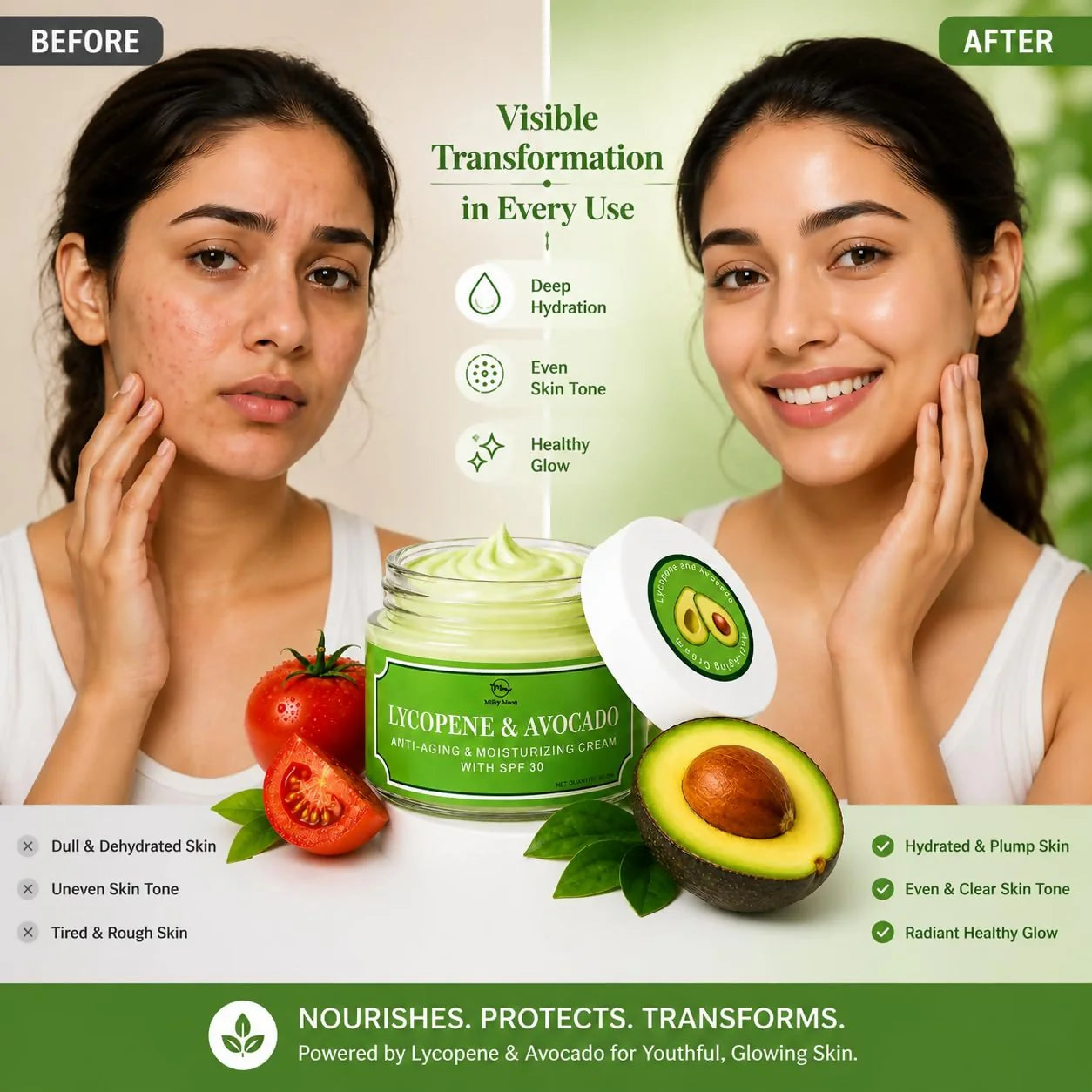 Milky Moon Lycopene & Avocado Anti-Aging & Moisturizing Cream with SPF 30 - 50 gm