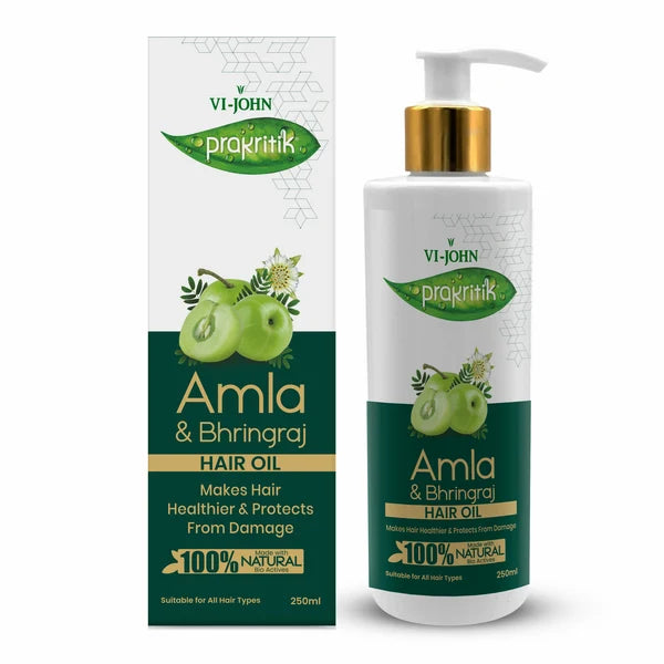 VI-JOHN Prakritik Amla & Bhringraj Hair Oil For premature greying, 100% Natural Bio-Actives - 250 ml