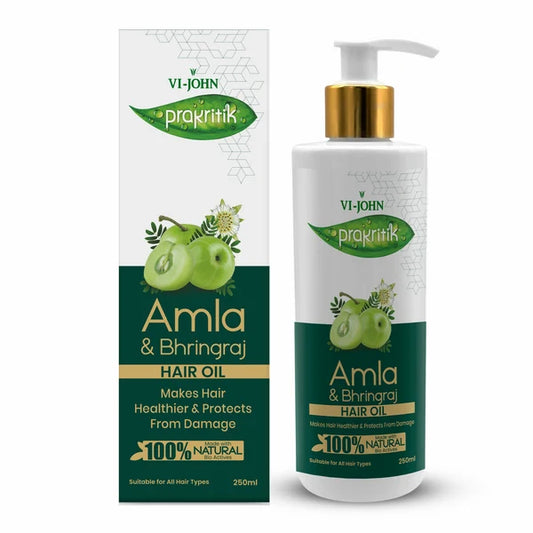 VI-JOHN Prakritik Amla & Bhringraj Hair Oil For premature greying, 100% Natural Bio-Actives - 250 ml