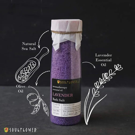 Soulflower Aromatherapy Essential Oil Lavender Bath Salt - 500 gm