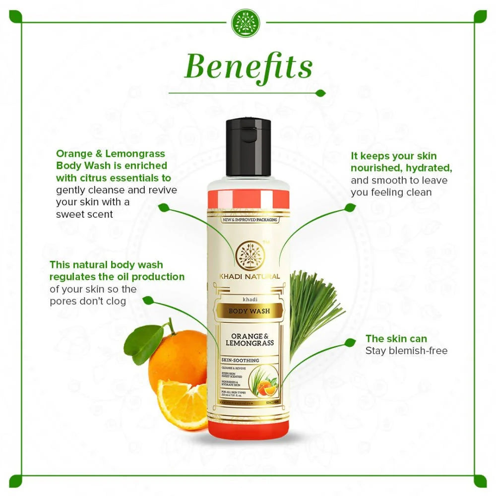 Khadi Natural Orange and Lemongrass Body Wash - 210 ml - Pack of 2