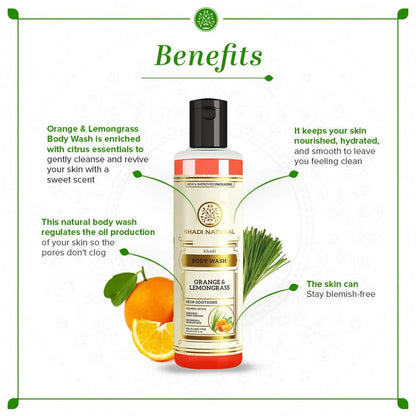 Khadi Natural Orange and Lemongrass Body Wash - 210 ml - Pack of 2