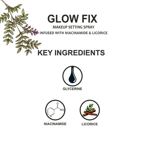 Love Earth Makeup Setting Spray Glow Fix, Infused With Niacinamide & Licorice - 50 ml