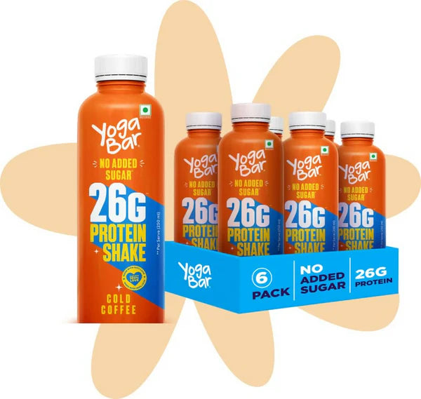 Yoga Bar 26g Protein Milk Shake (Cold Coffee) - 250 gm - Pack of 6
