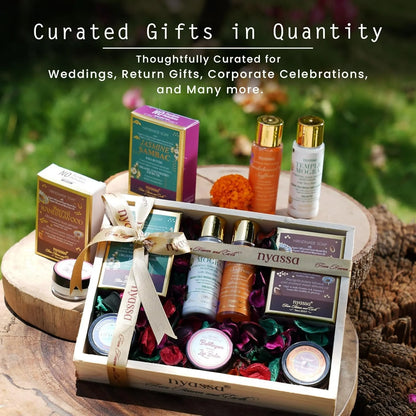 Nyassa Premium Bath and Body Treats Wooden Gift Set Kit - combo